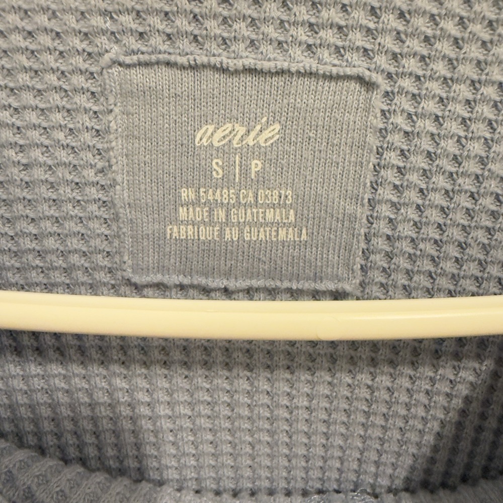 Aerie Womens Size S Blue Waffle Knit Crewneck Pullover Sweatshirt Relaxed - Picture 3 of 7